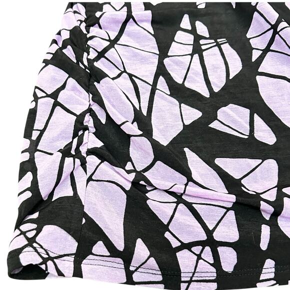 Dana Buchman Sleeveless Cowl Neck Blouse Top L Large Purple Black Abstract Ruch - Picture 3 of 8